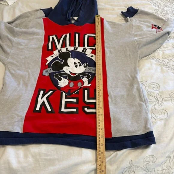 Vintage Disney Hoodie unisex M Red/Blue  Sweatshirt Sweater Mickey Mouse 90s Y2K - Picture 7 of 10